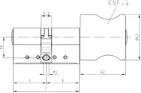 Technische Zeichnung 1 Profil-Knaufzylinder - System WSW W534,KNF=4
