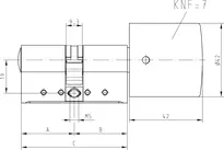 Technische Zeichnung 1 Profil-Knaufzylinder - System WSW W534,KNF=7