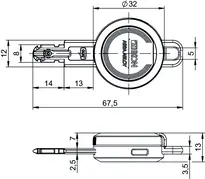 Technische Zeichnung Schlüssel CLIQ® Go N109,V=B3,SERVICE=CLIQGo