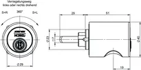 Technische Zeichnung 1 Möbelzylinder CLIQ® Go N186,SERVICE=CLIQGo