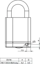 Technische Zeichnung 5 Zylinderhangschloss CLIQ® Go N316,SERVICE=CLIQGo