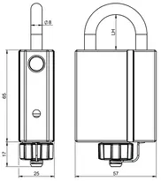 Technische Zeichnung Zylinderhangschloss CLIQ® Go N318,SERVICE=CLIQGo