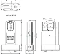 Technische Zeichnung 2 Zylinderhangschloss CLIQ® Go N319,SERVICE=CLIQGo