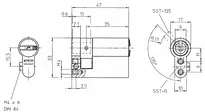 Technische Zeichnung Schaltzylinder - System R10 R098