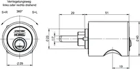 Technische Zeichnung 1 Möbelolivenzylinder VERSO®CLIQ V186
