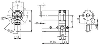 Technische Zeichnung 1 Profil-Halbzylinder VERSO®CLIQ V532