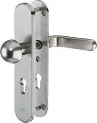 Stahl-Schutzbeschlag mit PZ-Lochung - Rundknauf/Drücker S306