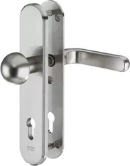 Stahl-Schutzbeschlag mit PZ-Lochung - Rundknauf/Drücker S316