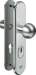 Steel security fitting with cylinder cover - round knob/handle S406