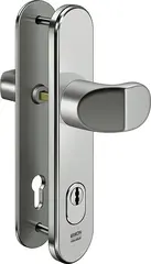 Steel security fitting with cylinder cover - angled knob/handle S418