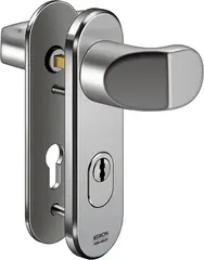 Steel security fitting with cylinder cover - angled knob/handle S428