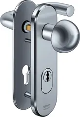 Stahl-Schutzbeschlag mit Zylinderabdeckung - Rundknauf/Drücker S4K6,VAR=FS