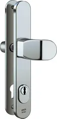 Steel security fitting with cylinder cover - angled knob/handle S648