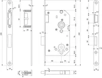 Technische Zeichnung Casa Gamma Einsteckschloss 1113-Blockschloss