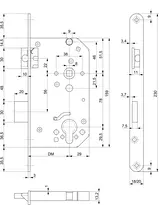 Technische Zeichnung 1 Casa Beta Sicherheits-Einsteckschloss 1123