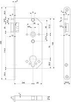Technische Zeichnung Casa-Alpha Panik-Sicherheits-Einsteckschloss 1254PBe-FS