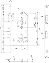 Technische Zeichnung 6 Casa Alpha Sicherheits-Einsteckschloss 1255
