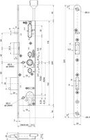 Technische Zeichnung 1 sFlipLock check Panik-Sicherheits-Einsteckschloss 14474PE-ZF