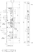 Technische Zeichnung 2 Panik-Sicherheits-Einsteckschloss mit Kontakten und Panikfunktion B 14576PBe-SV