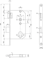 Technische Zeichnung 1 Casa Alpha Panik-Sicherheits-Einsteckschloss 1717PBa