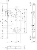 Technische Zeichnung Casa Alpha Panik-Sicherheits-Einsteckschloss 1719PBe-SV