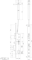 Technische Zeichnung DELTA Panik-Sicherheits-Einsteckschloss 19566PBa-SV-ZF