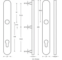 Technische Zeichnung 1 Schutzbeschlag für Rohrrahmentüren H83701#53