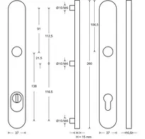 Technische Zeichnung 1 Schutzbeschlag für Rohrrahmentüren H83702#53