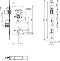 Technical drawing Standard panic lock N1104 N1104400911000L
