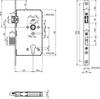 Technical drawing Standard panic lock N1104 N1104400913000L