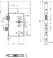 Technical drawing Standard panic lock N1101 N1101400915000W