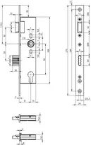 Technical drawing Latch bolt lock N1500 N1500_PZ