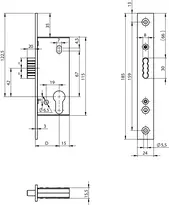 Technical drawing Deadbolt lock N1503 N1503