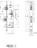 Technical drawing Standard panic lock N1602 N16024009540008