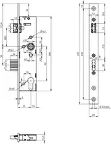 Technical drawing Standard panic lock N1605 N16XX_PZ_C_1FL_mÜW_mOV