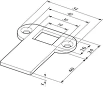 Technische Zeichnung Lappenschließblech N6T8L N6T8L-R-40D07-1