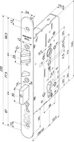 Technical drawing Self-locking security lock N8004 Panik C_N8004_1FL_oOV_oÜW