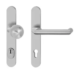 Security fitting for narrow style doors