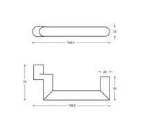 Technical drawing 3 Fire protection fitting with panic handle for narrow style doors H6Z80