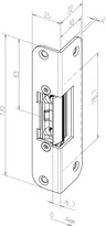Technical drawing Escape Door Strike with short, angled striking plate 332.80-60335###