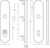 Dessin technique 1 Garniture de sécurité pour portes pleines H93402214921000