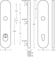 Dessin technique 1 Garniture de sécurité pour portes pleines H934012
