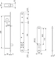 Dessin technique 1 Verrou modèle 843 ZY 843ZY