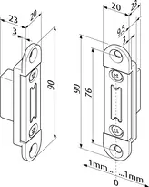 Technical drawing Magnetic bolt counterpart 9338---------00