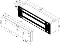 Dessin technique Ventouses de portail 1200 lbs (env. 5300 N) MAGG1200SM-----