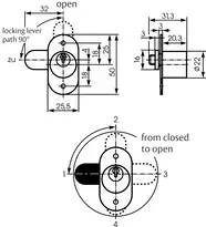 Technical drawing Furniture cylinder - system MK5 2104