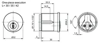 Technical drawing 1 Mortise cylinder eCLIQ N093
