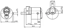 Dessin technique Cylindres spéciaux pour coffre-fort - VERSO®CLIQ V577,AUS=5