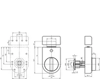 Technische Zeichnung Design-Riegelschloss CH_KESO__2.064_neu_ch