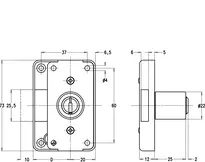 Technische Zeichnung Riegelschloss CH_KESO__3.084_neu_ch
